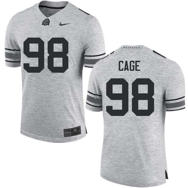 Men #98 Jerron Cage Ohio State Buckeyes College Football Jerseys Sale-Gray